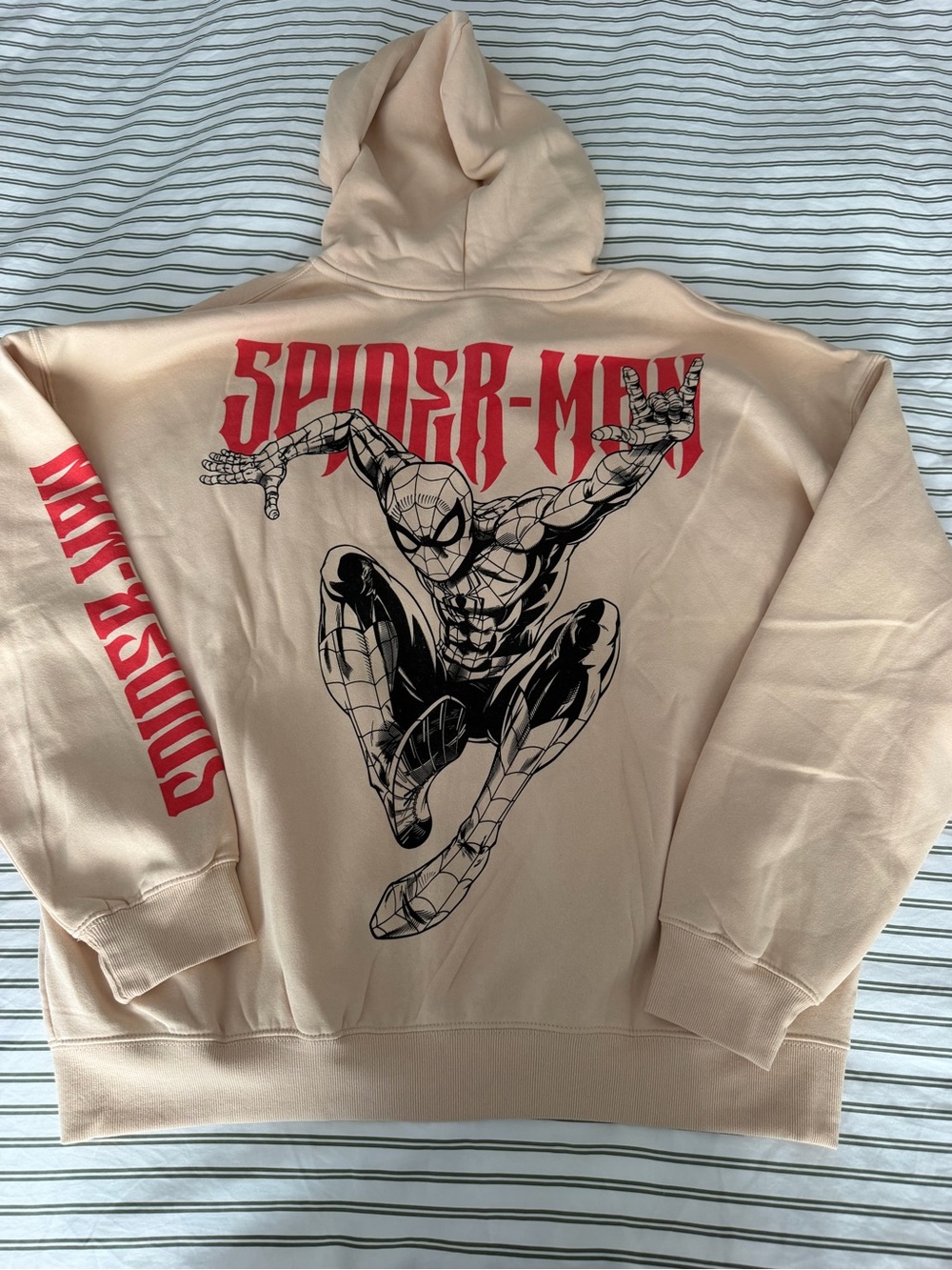 Marvel Spider-Man Graphic Zip Up Hoodie Beige XL NWT